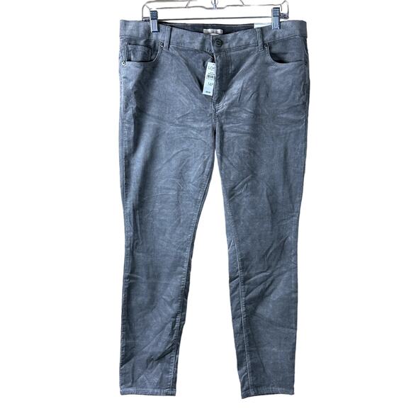 Loft Modern Skinny NWT Women Sz 14 Petite Soft Gray Corduroy Casual Trendy Pants - Picture 1 of 12